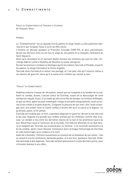 Page 1 du 11 au 14 octobre 2000 Il Combattimento du 19 au 25 ...