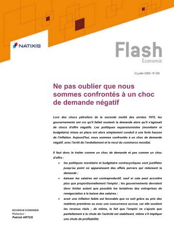 Ne pas oublier que nous sommes confrontés à un choc de ... - Natixis