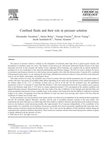 Confined fluids and their role in pressure solution - Earth Science ...