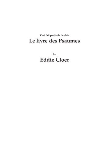 Le livre des Psaumes Eddie Cloer - Biblecourses.com
