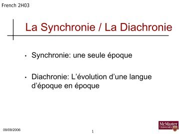 La Synchronie / La Diachronie