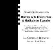 Histoire de la Résurrection & Musikalische Exequien - La Chapelle ...