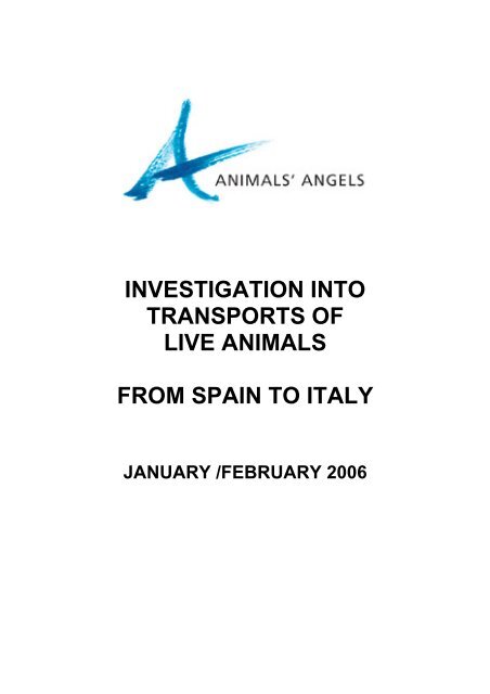 INVESTIGATION INTO TRANSPORTS OF LIVE ANIMALS FROM ...