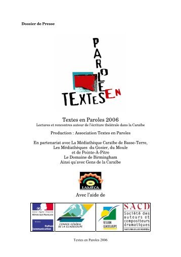 Textes en Paroles 2006 - Gens de la Caraïbe