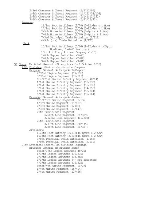 French Order of Battle for Leipzig, 16-19 October 1813