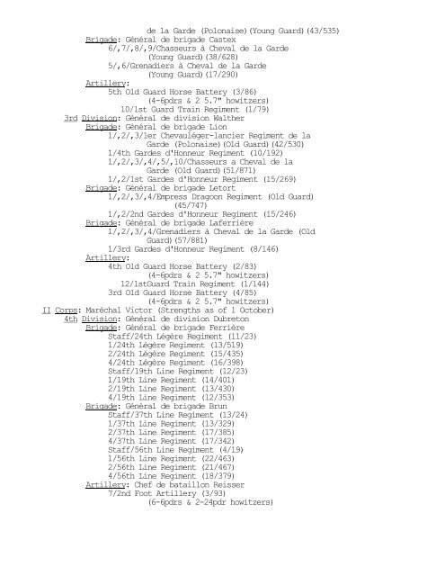 French Order of Battle for Leipzig, 16-19 October 1813