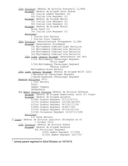 French Order of Battle for Leipzig, 16-19 October 1813