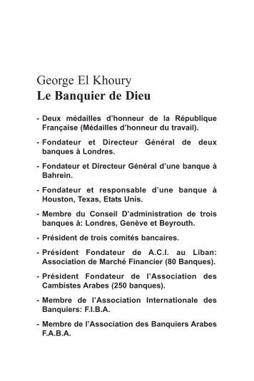 George El Khoury Le Banquier de Dieu - Spirit Channel Web