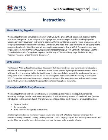 Instructions - Connect - Wisconsin Evangelical Lutheran Synod