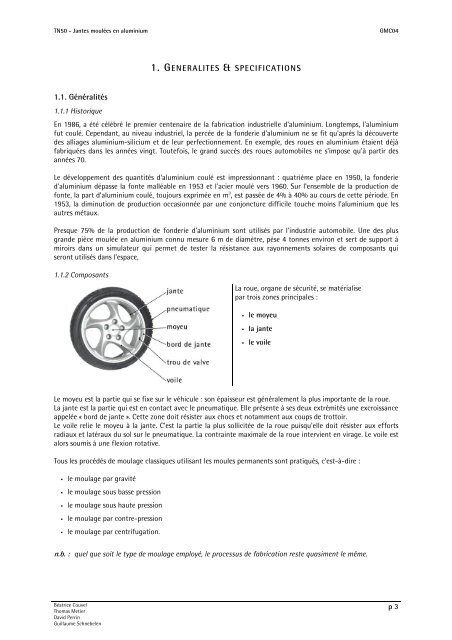 Rapport, Procédé de fabrication des jantes moulées - David Perrin