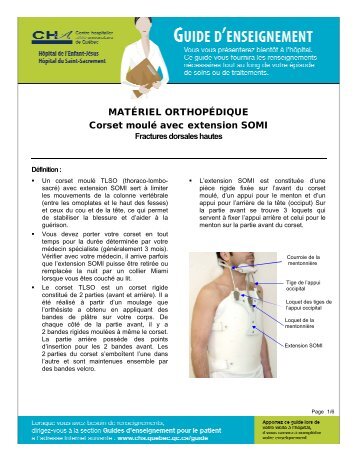 MATÉRIEL ORTHOPÉDIQUE Corset moulé avec extension SOMI