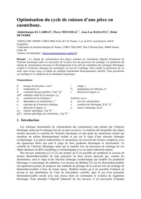 Optimisation du cycle de cuisson d'une pièce en caoutchouc.