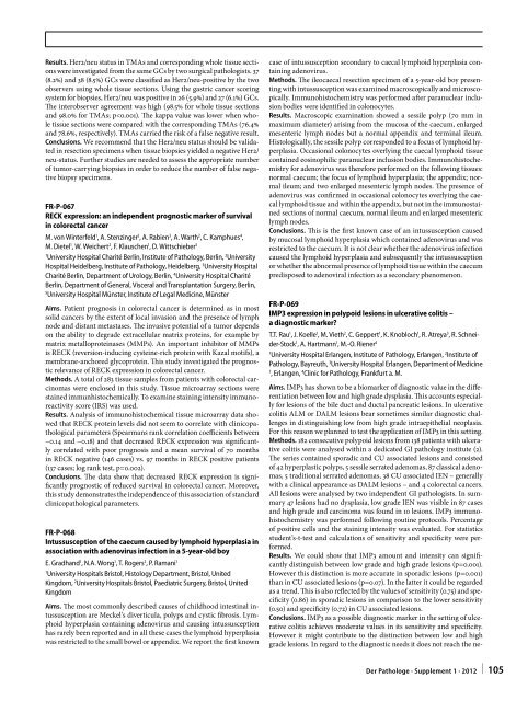 96. Jahrestagung der Deutschen Gesellschaft für Pathologie e. V ...