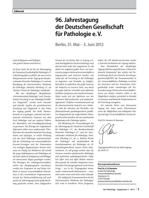 96. Jahrestagung der Deutschen Gesellschaft für Pathologie e. V ...