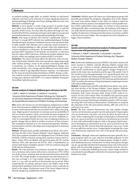 96. Jahrestagung der Deutschen Gesellschaft für Pathologie e. V ...