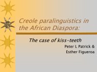 Creole paralinguistics in the African Diaspora: - University of Essex