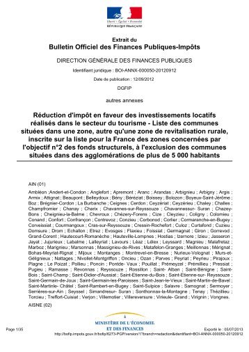 Bulletin Officiel des Finances Publiques-Impôts Réduction d'impôt ...