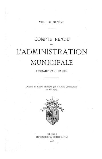 L'ADMINISTRATION - Ville de Genève