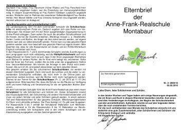 Elternbrief der Anne-Frank-Realschule Montabaur