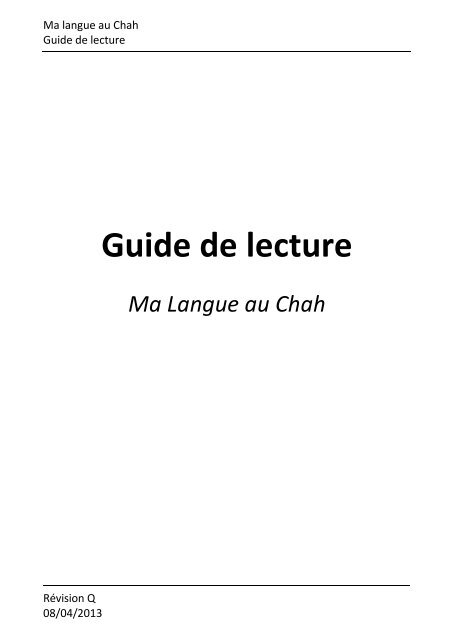 San Antonio - Guide de lecture - Ma Langue au Chah