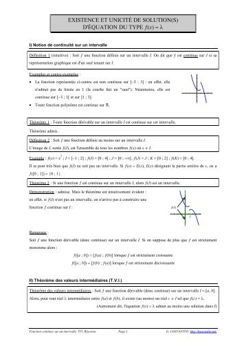 Théorème des valeurs intermédiaires - Théorème de bijection