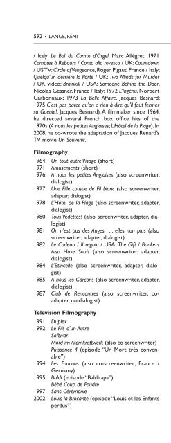 Encyclopedia of French Film Directors