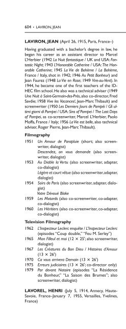 Encyclopedia of French Film Directors