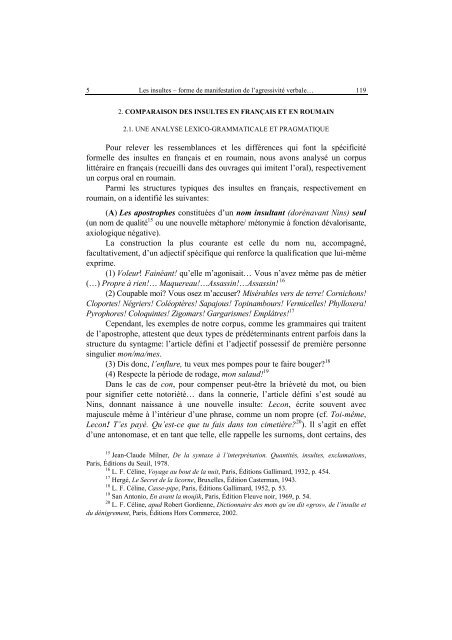 LES INSULTES – FORME DE MANIFESTATION DE L'AGRESSIVITÉ ...