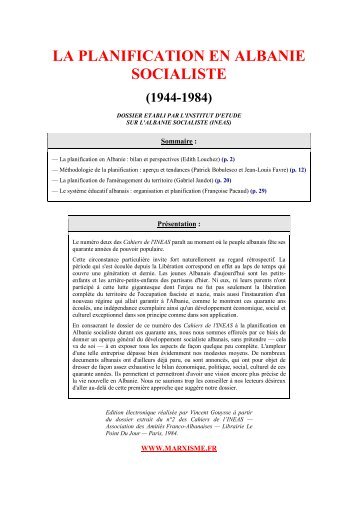 Dossier - 40 années de planification en Albanie - communisme ...