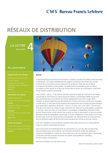 La Lettre Réseaux de Distribution #4 - CMS Bureau Francis Lefebvre