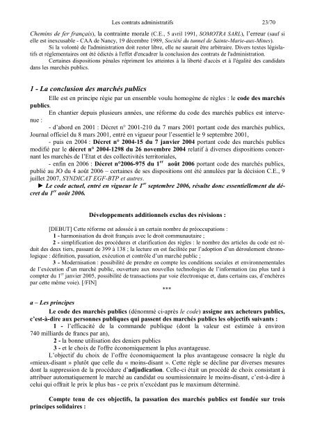 SECTION II : Les contrats administratifs