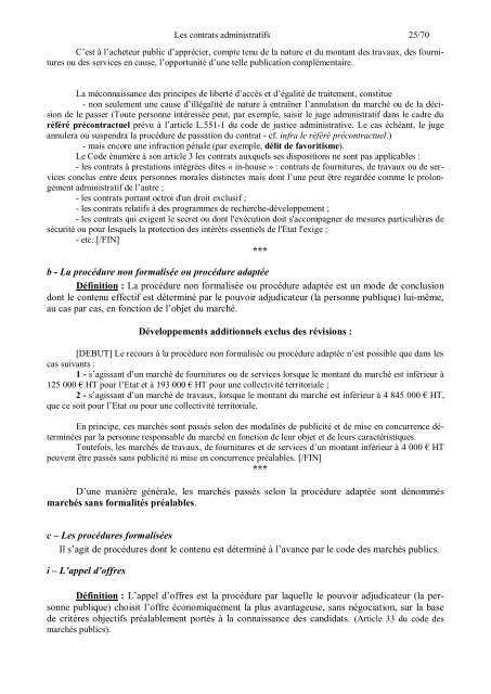 SECTION II : Les contrats administratifs