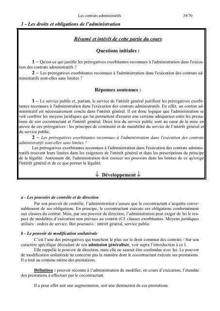 SECTION II : Les contrats administratifs