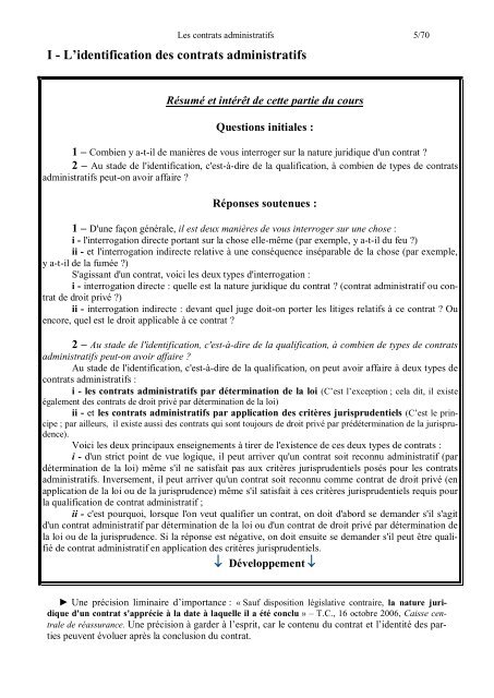 SECTION II : Les contrats administratifs