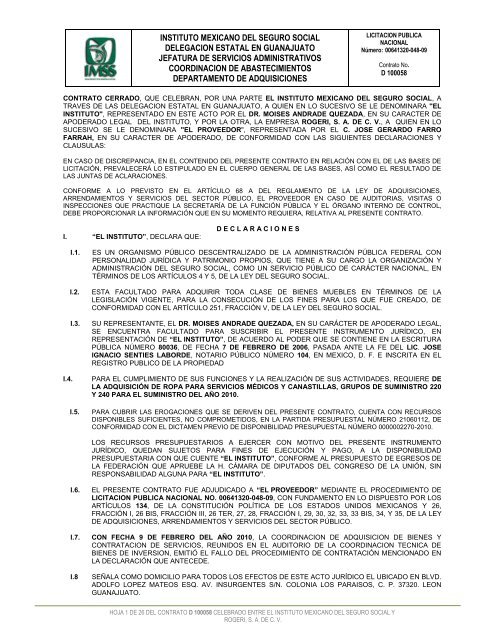 El Contrato Compras Del Imss