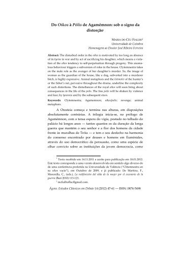 Do Oikos à Pólis de Agamémnon: sob o signo da distorção1