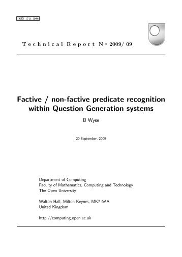 Factive / non-factive predicate recognition within Question ...