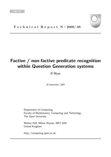 Factive / non-factive predicate recognition within Question ...