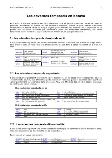 Les adverbes temporels en Kotava