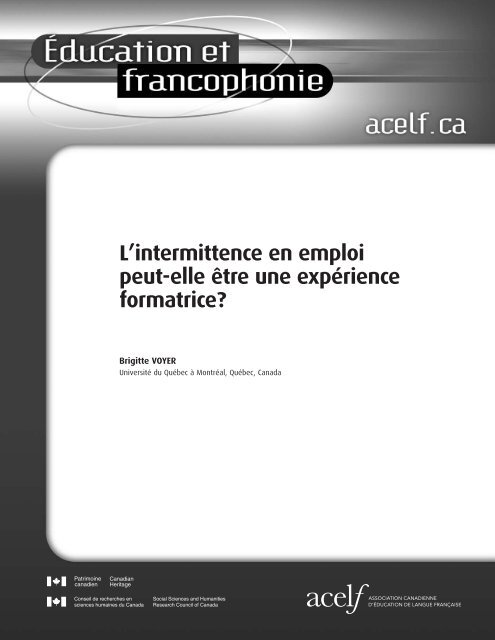 L'intermittence en emploi peut-elle être une expérience ... - acelf