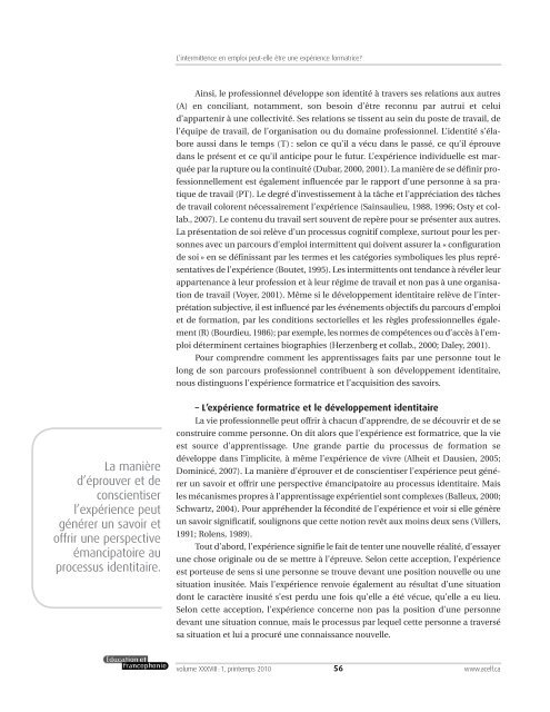 L'intermittence en emploi peut-elle être une expérience ... - acelf