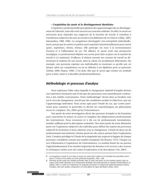 L'intermittence en emploi peut-elle être une expérience ... - acelf