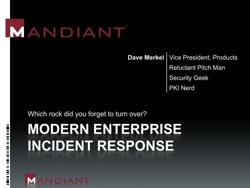 MODERN ENTERPRISE INCIDENT RESPONSE - SANS