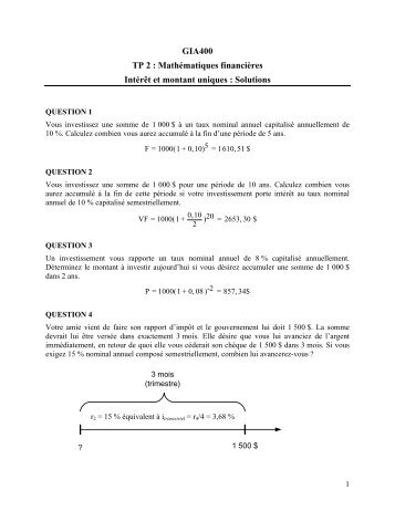 GIA400 TP 2 : Mathématiques financières Intérêt et montant uniques ...