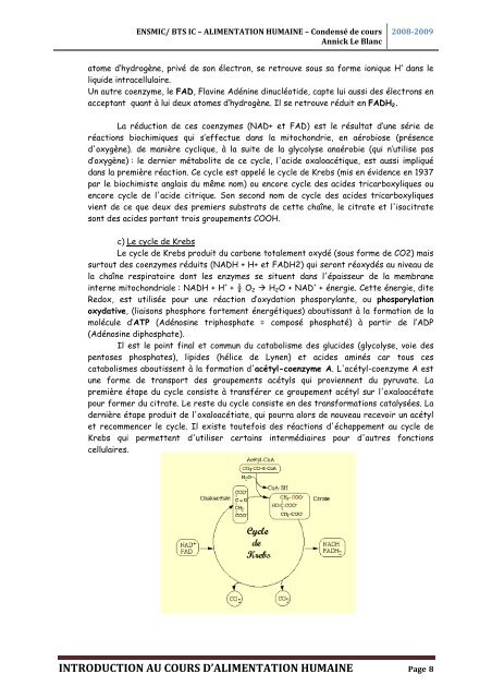 INTRODUCTION AU COURS D'ALIMENTATION HUMAINE