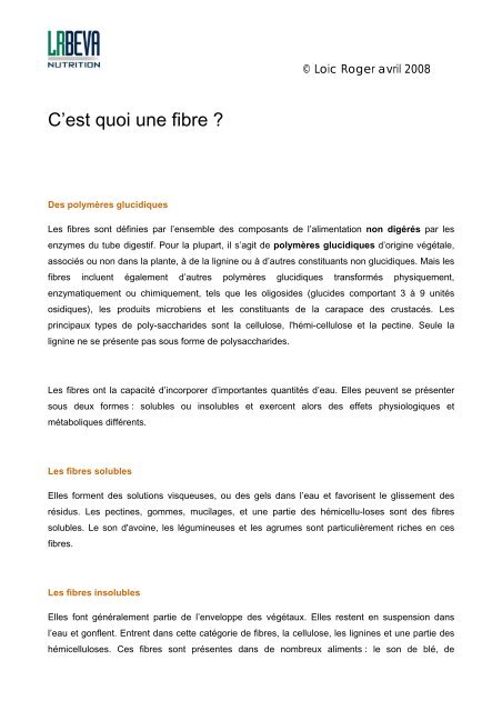 C'est Quoi Une Fibre ? – © Loic Roger Avril 2008