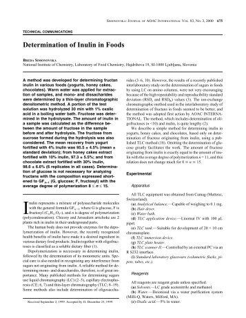 Determination of Inulin in Foods