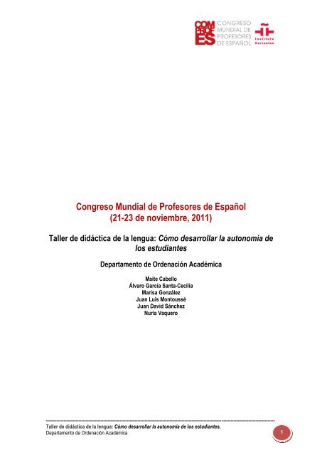 Actividades para la reflexión del profesor (PDF, 1,48Mb) - Congreso ...