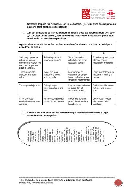Actividades para la reflexión del profesor (PDF, 1,48Mb) - Congreso ...