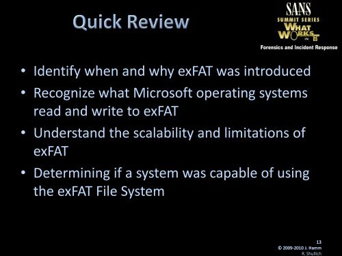 exFAT History - SANS Computer Forensics